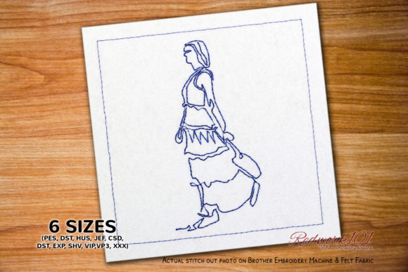 Review: Bohemian Fashion Girl with Bag Redwork for Merch
