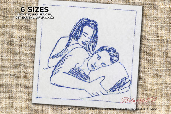 Review: Boy and Girl Snuggle Redwork Design