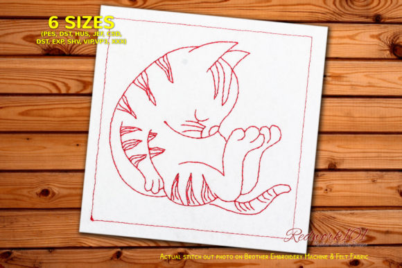 Review: Cute Cat Taking Nap Redwork for Business Merch