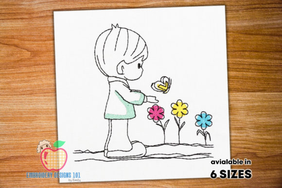 Reviewing Boy with Butterfly Sketch for Holiday Collections